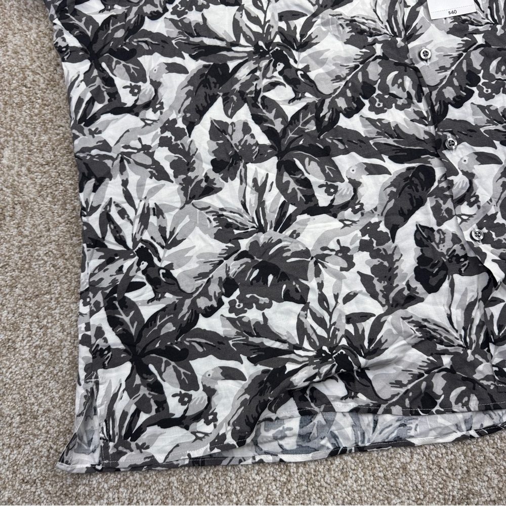 NEW JF  J. Ferrar Men's Black Gray White Floral casual Shirt men’s size XXL Slim - Picture 4 of 15